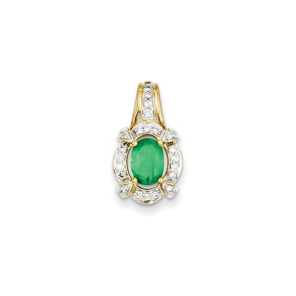14k yellow gold real diamond emerald pendant xp4097e aa