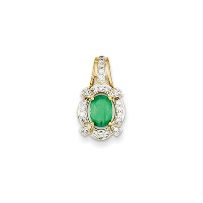 14k yellow gold real diamond emerald pendant xp4097e aa