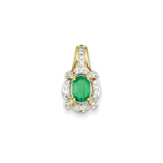 14k yellow gold real diamond emerald pendant xp4097e aa
