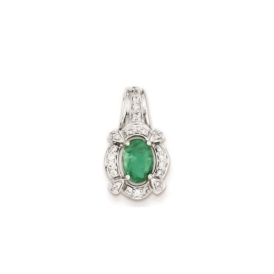 14k white gold real diamond emerald pendant xp4098e aa