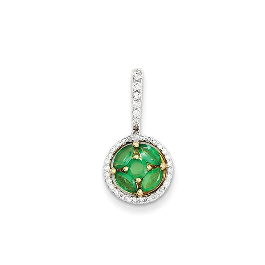 14k yellow gold real diamond emerald pendant xp4099e aa
