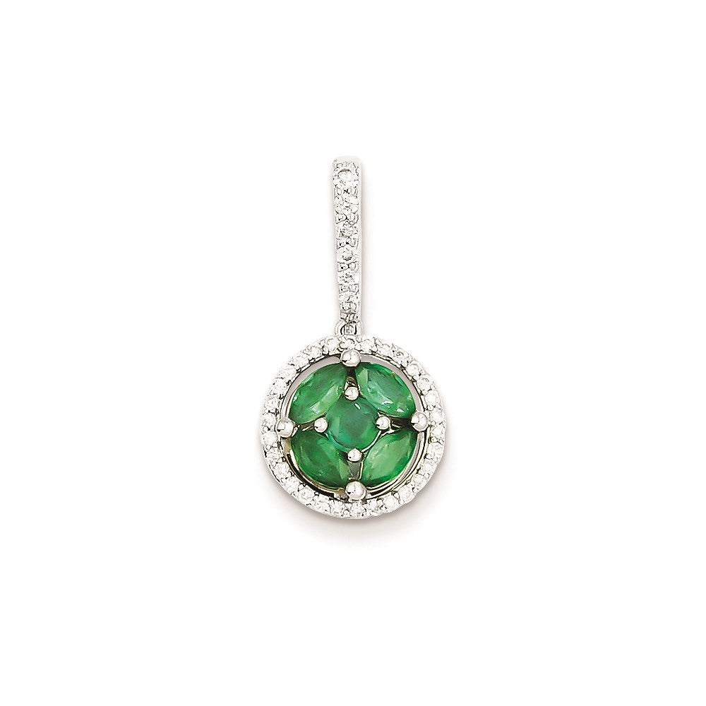 14k white gold real diamond emerald pendant xp4100e aa