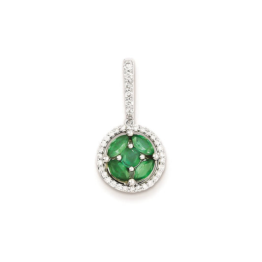 14k white gold real diamond emerald pendant xp4100e aa