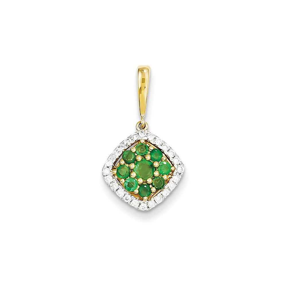 14k yellow gold real diamond emerald pendant xp4101e aa