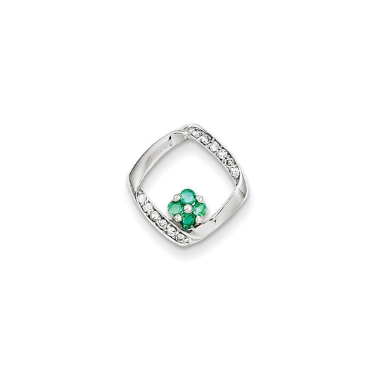 14k white gold real diamond emerald pendant xp4104e aa