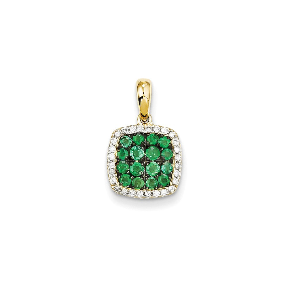 14k yellow gold real diamond emerald pendant xp4105e aa