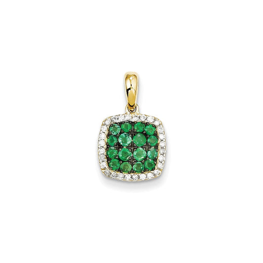 14k yellow gold real diamond emerald pendant xp4105e aa