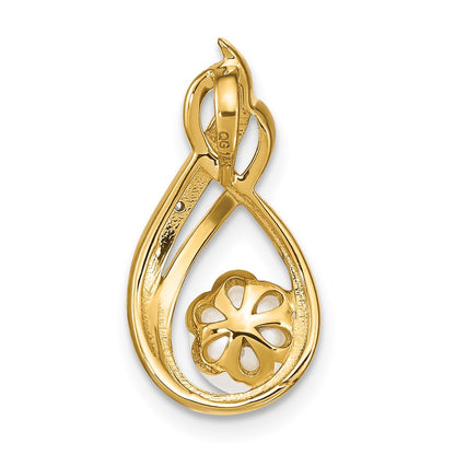 14k 6 7mm White Round Freshewater Cultured Pearl and Diamond Pendant