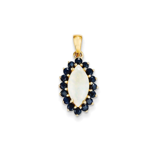 14k yellow gold genuine opal and sapphire pendant xp4172op