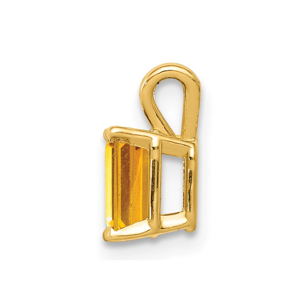 14k yellow gold 6x4mm emerald cut citrine pendant xp419ci