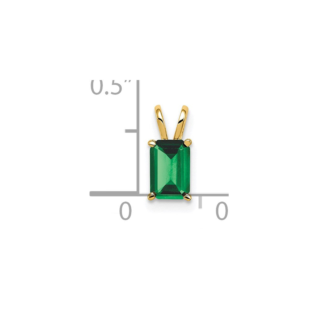 14k yellow gold 6x4mm emerald cut emerald pendant xp419e