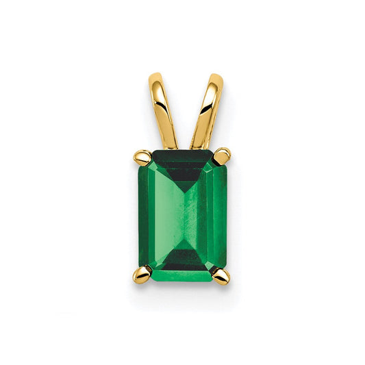 14k yellow gold 6x4mm emerald cut emerald pendant xp419e