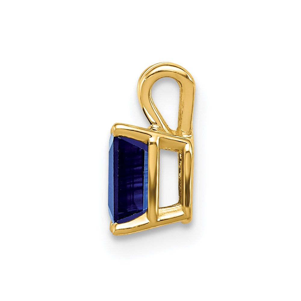 14k yellow gold 6x4mm emerald cut sapphire pendant xp419s
