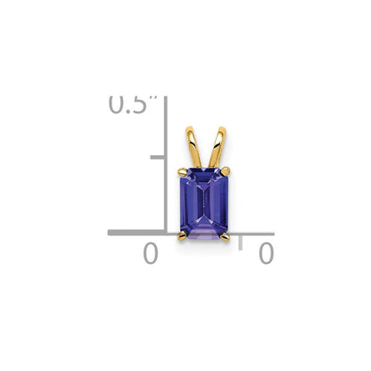 14k Yellow Gold 6x4mm Emerald Cut Tanzanite pendant
