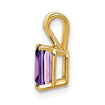 14k yellow gold 7x5mm emerald cut amethyst pendant xp420am