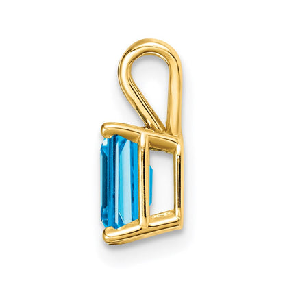 14k yellow gold 7x5mm emerald cut blue topaz pendant xp420bt