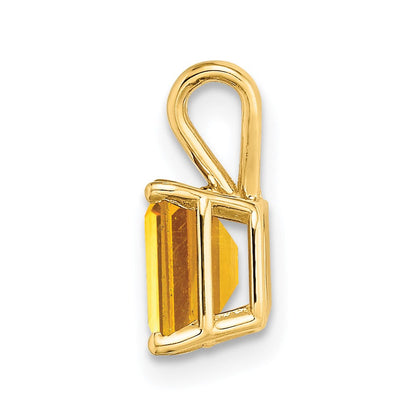 14k yellow gold 7x5mm emerald cut citrine pendant xp420ci