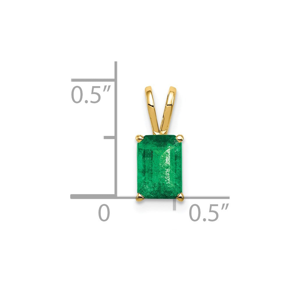 14k yellow gold 7x5mm emerald cut emerald pendant xp420e