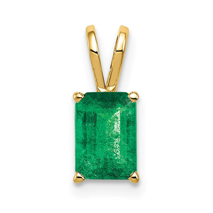 14k yellow gold 7x5mm emerald cut emerald pendant xp420e