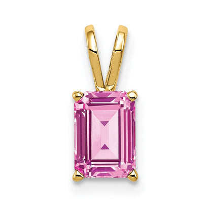 14k Yellow Gold 7x5mm Emerald Cut Pink Tourmaline pendant