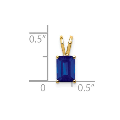14k yellow gold 7x5mm emerald cut sapphire pendant xp420s