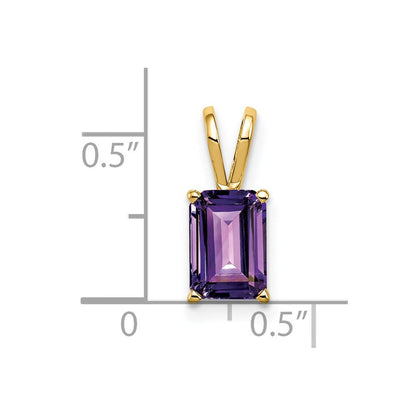 14k yellow gold 8x6mm emerald cut amethyst pendant xp421am