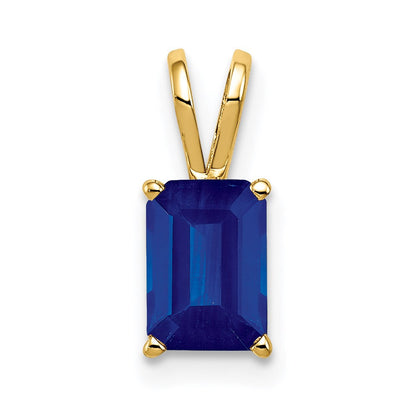 14k yellow gold 8x6mm emerald cut sapphire pendant xp421s