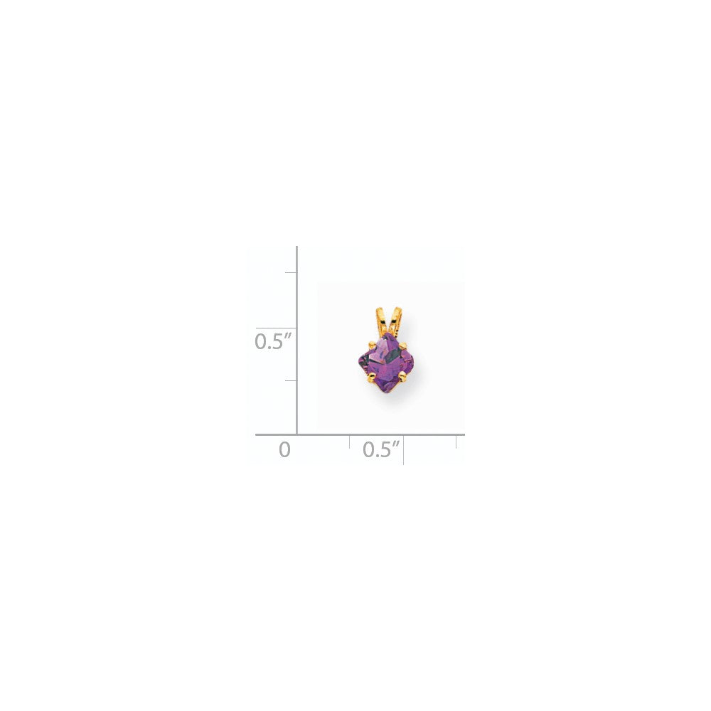 14k yellow gold 5mm princess cut amethyst pendant xp431am