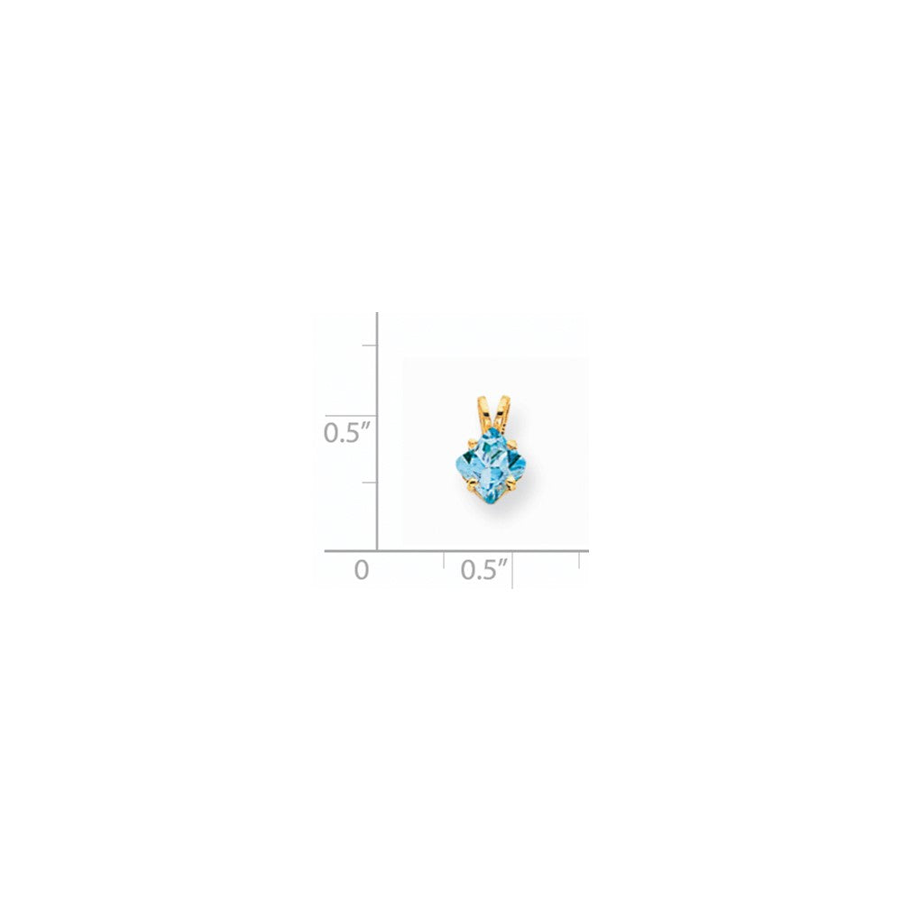 14k yellow gold 5mm princess cut blue topaz pendant xp431bt