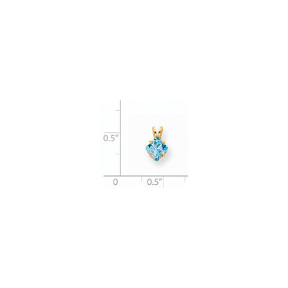 14k yellow gold 5mm princess cut blue topaz pendant xp431bt