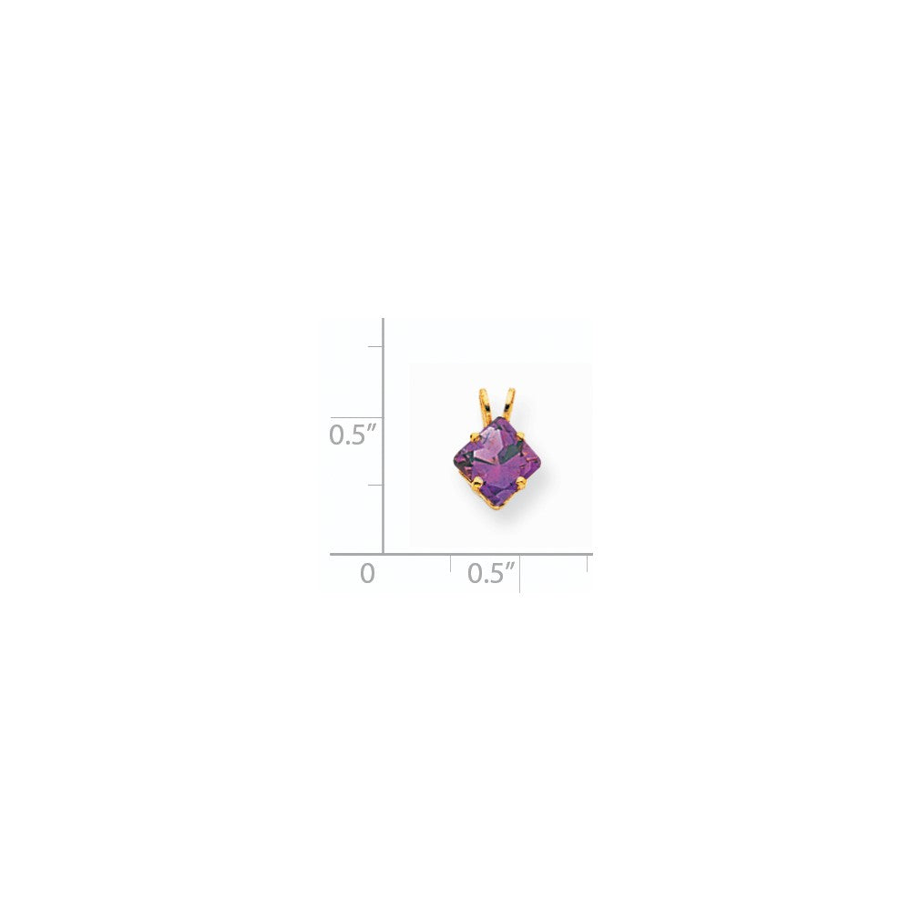 14k yellow gold 6mm princess cut amethyst pendant xp432am