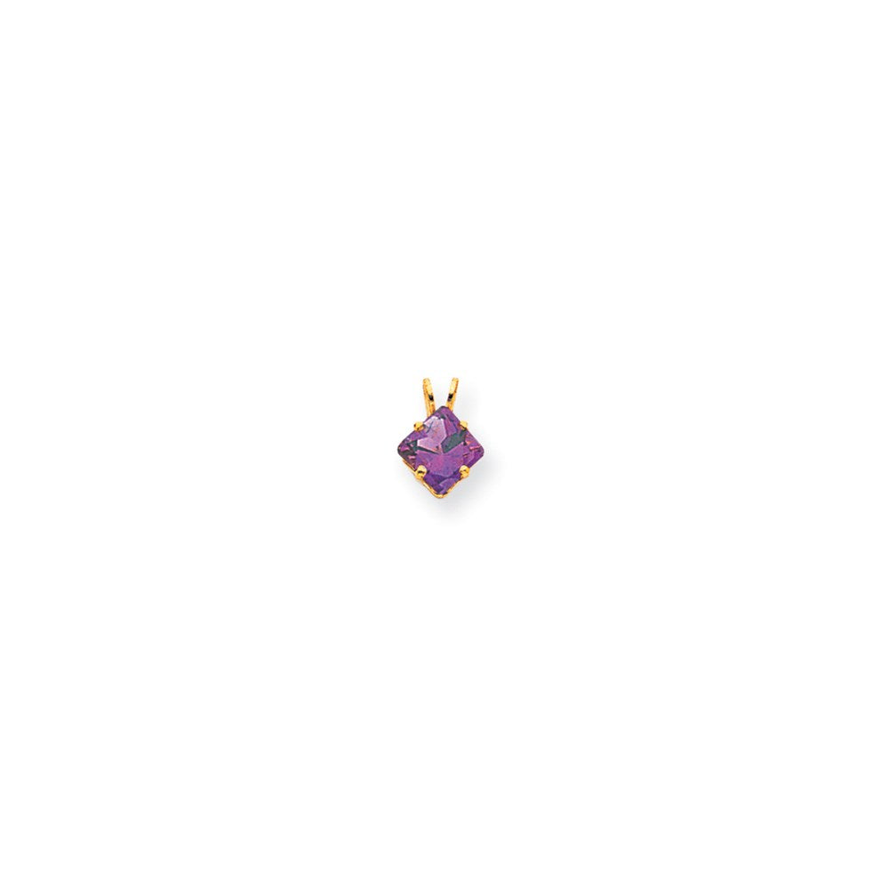 14k yellow gold 6mm princess cut amethyst pendant xp432am