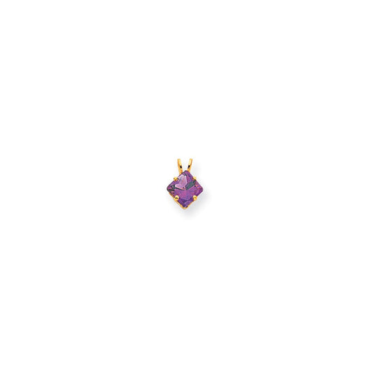 14k yellow gold 6mm princess cut amethyst pendant xp432am