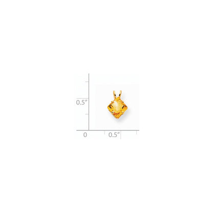14k yellow gold 6mm princess cut citrine pendant xp432ci