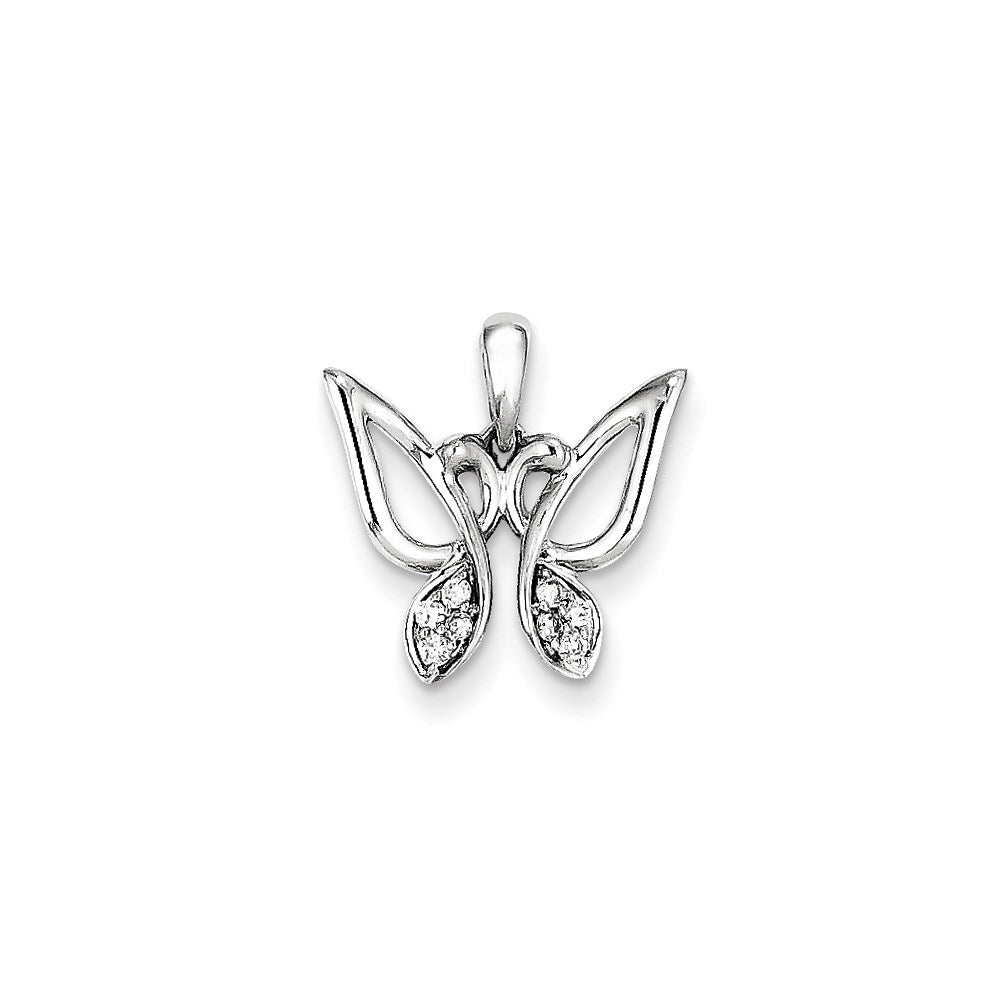14k white gold real diamond butterfly pendant xp4335aa