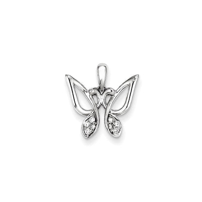 14k white gold real diamond butterfly pendant xp4335aa