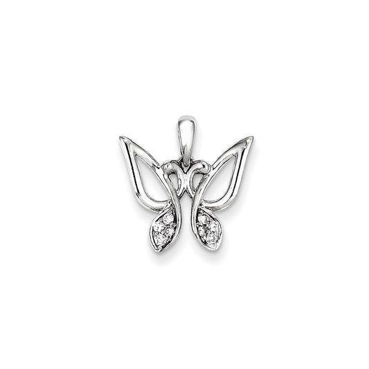 14k white gold real diamond butterfly pendant xp4335aa