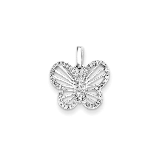 14k white gold 0 19ct real diamond butterfly pendant xp4336aa