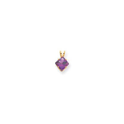 14k yellow gold 7mm princess cut amethyst pendant xp433am