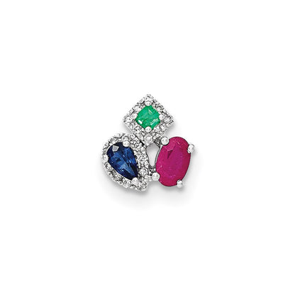 14k White Gold Diamond Sapphire Emerald u0026 Ruby Pendant