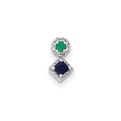 14k White Gold Diamond Sapphire u0026 Emerald Pendant