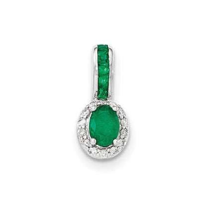 14k white goldreal diamond and emerald w halo pendant xp4543e aa