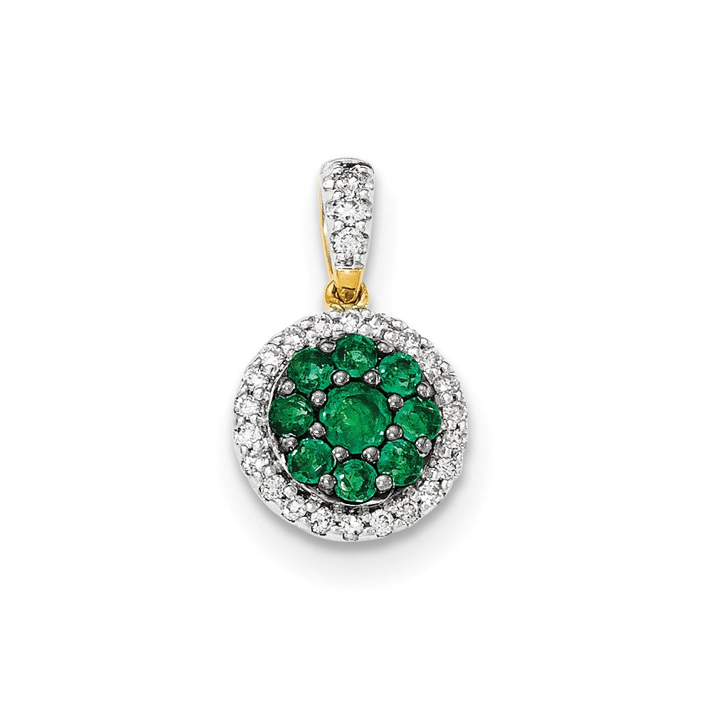 14k two tone gold real diamond and emerald pendant xp4545e aa