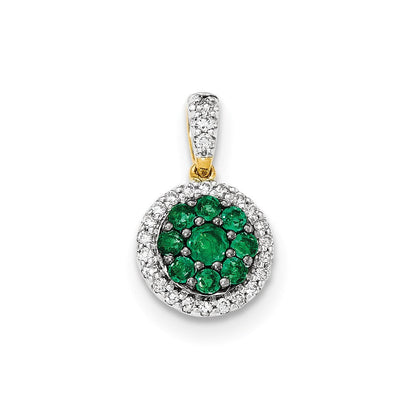 14k two tone gold real diamond and emerald pendant xp4545e aa