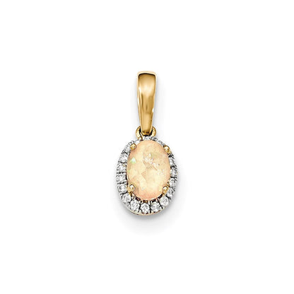 14k yellow gold oval australian opal real diamond halo pendant xp4655op aa