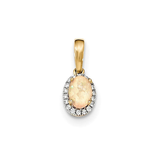 14k yellow gold oval australian opal real diamond halo pendant xp4655op aa