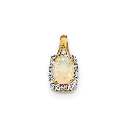 14k yellow gold oval australian opal real diamond rectangle pendant xp4657op aa