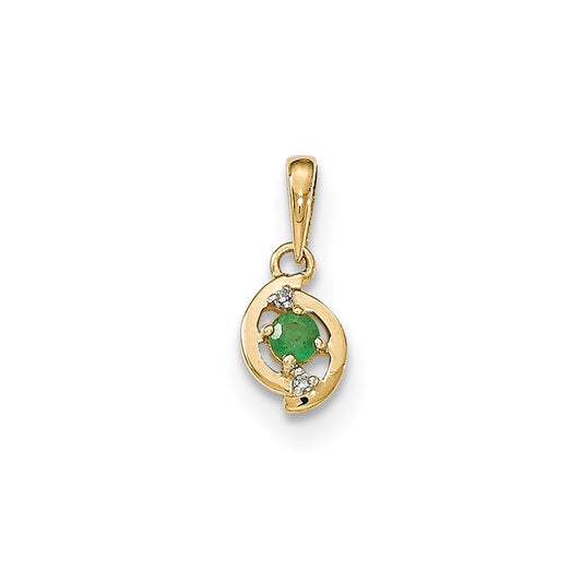 14k yellow gold emerald and real diamond pendant xp4671e aa