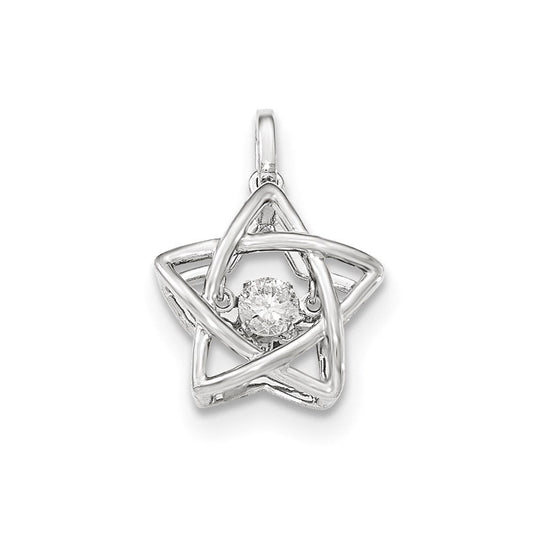 14k white gold vibrant real diamond polished star pendant xp4759aa