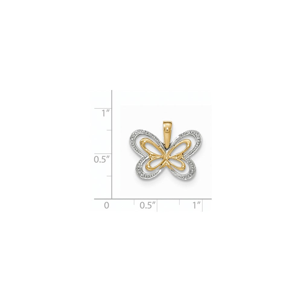 14k yellow gold real diamond w rhodium accent butterfly pendant xp4868aa